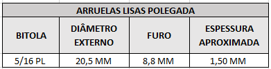 arruelas lisas 5 16 pl