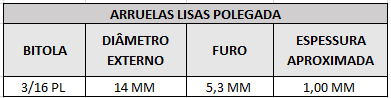 arruelas lisas 3 16 pl
