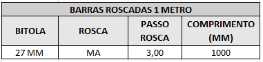 barras roscadas 1 metro 27 mm