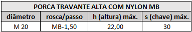 porca travante alta mb m20