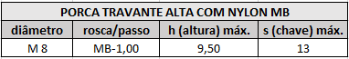 porca travante alta mb m8