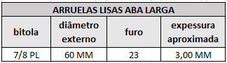 arruelas lisas aba larga 7 8