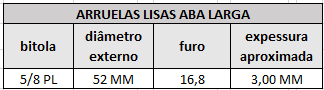 arruelas lisas aba larga 5 8