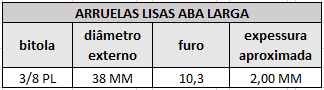 arruelas lisas aba larga 3 8